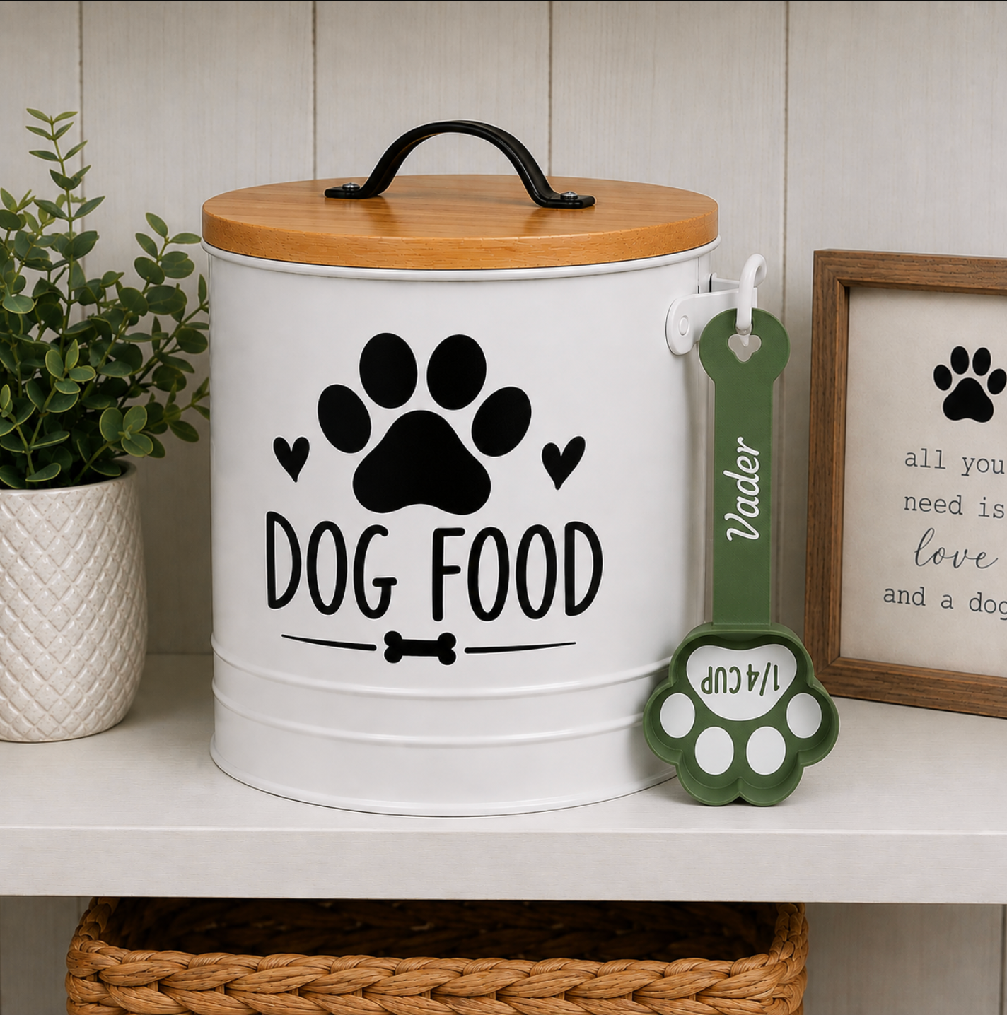 green dog food scooper