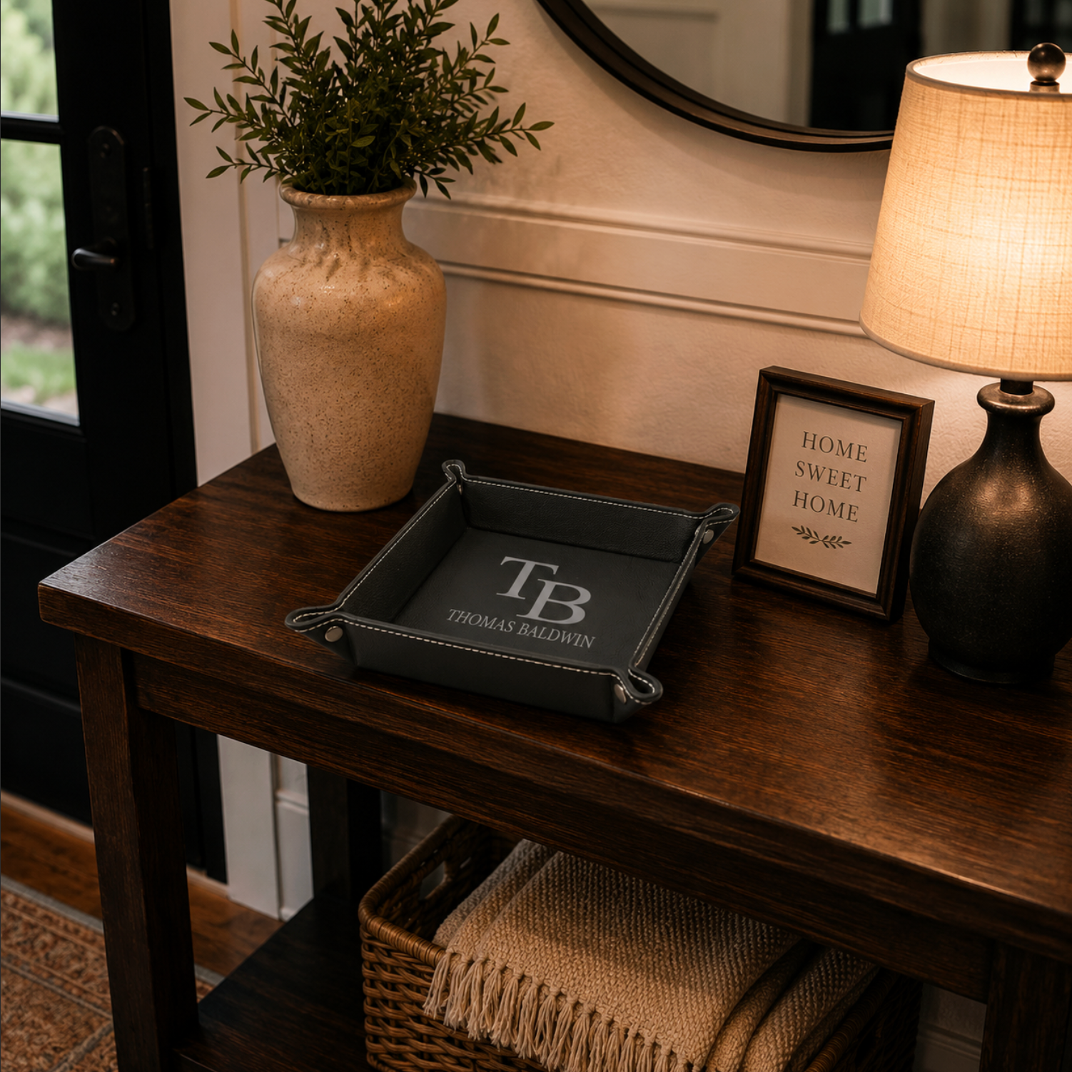 6x6 Tray black with silver writing