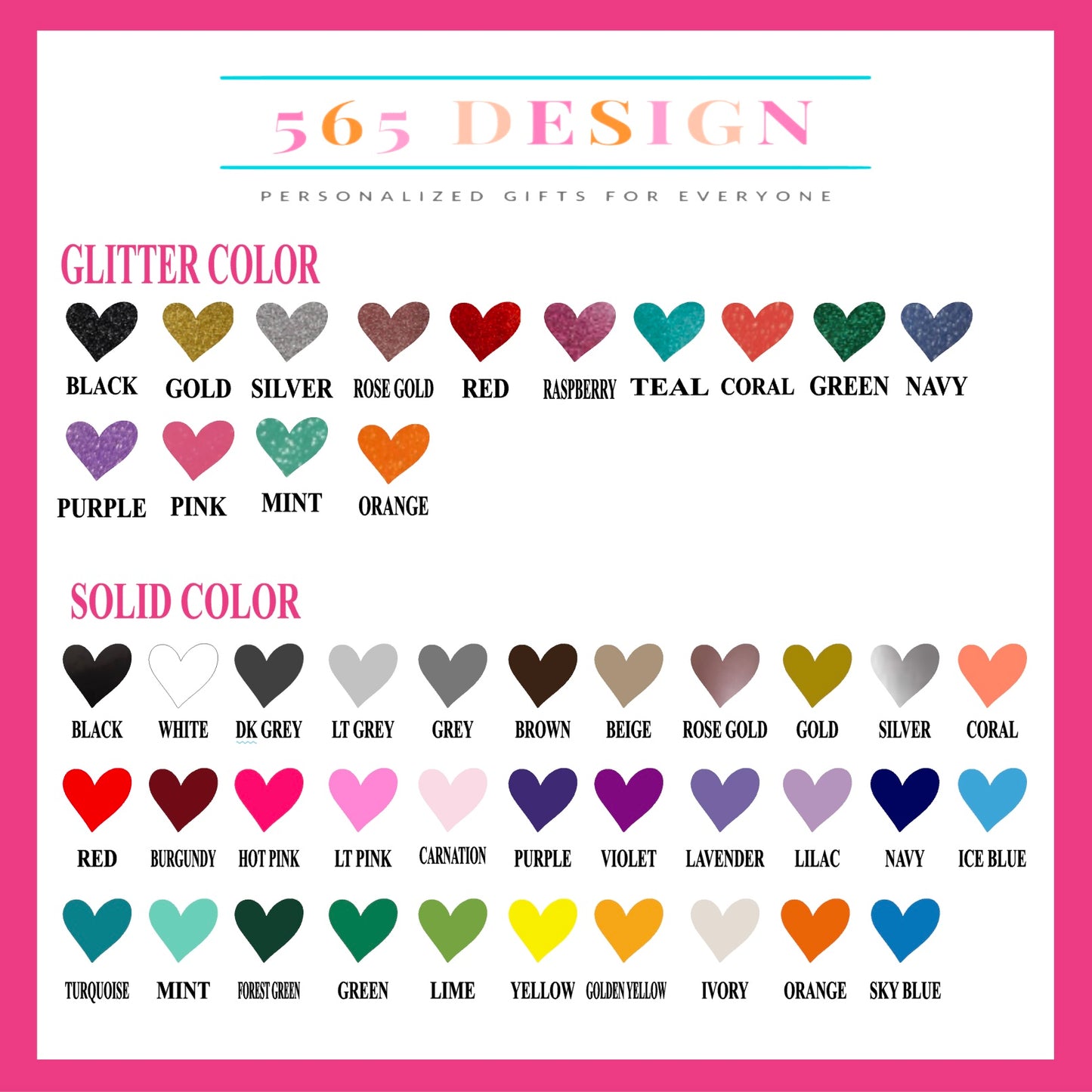 Colors available.