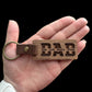 Kids names on a wood keychain