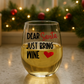 Dear Santa Just Bring Wine Stemless wine glass 15oz