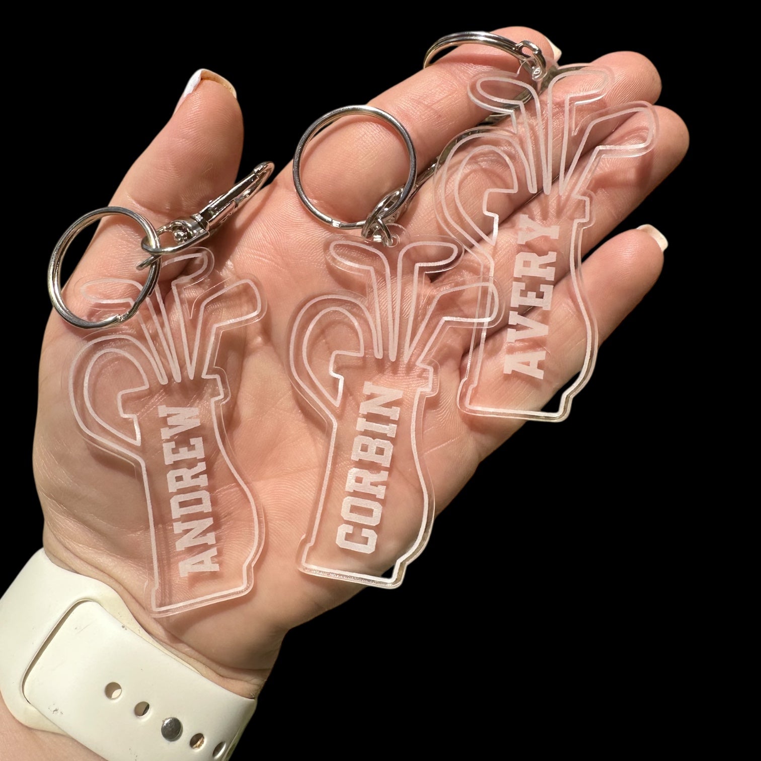 Guys Golf Club Bag Personalized Keychain