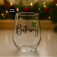Mistletoe Wine Glass personalized with name