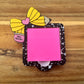 Pink post-it note with decorative bow pencil