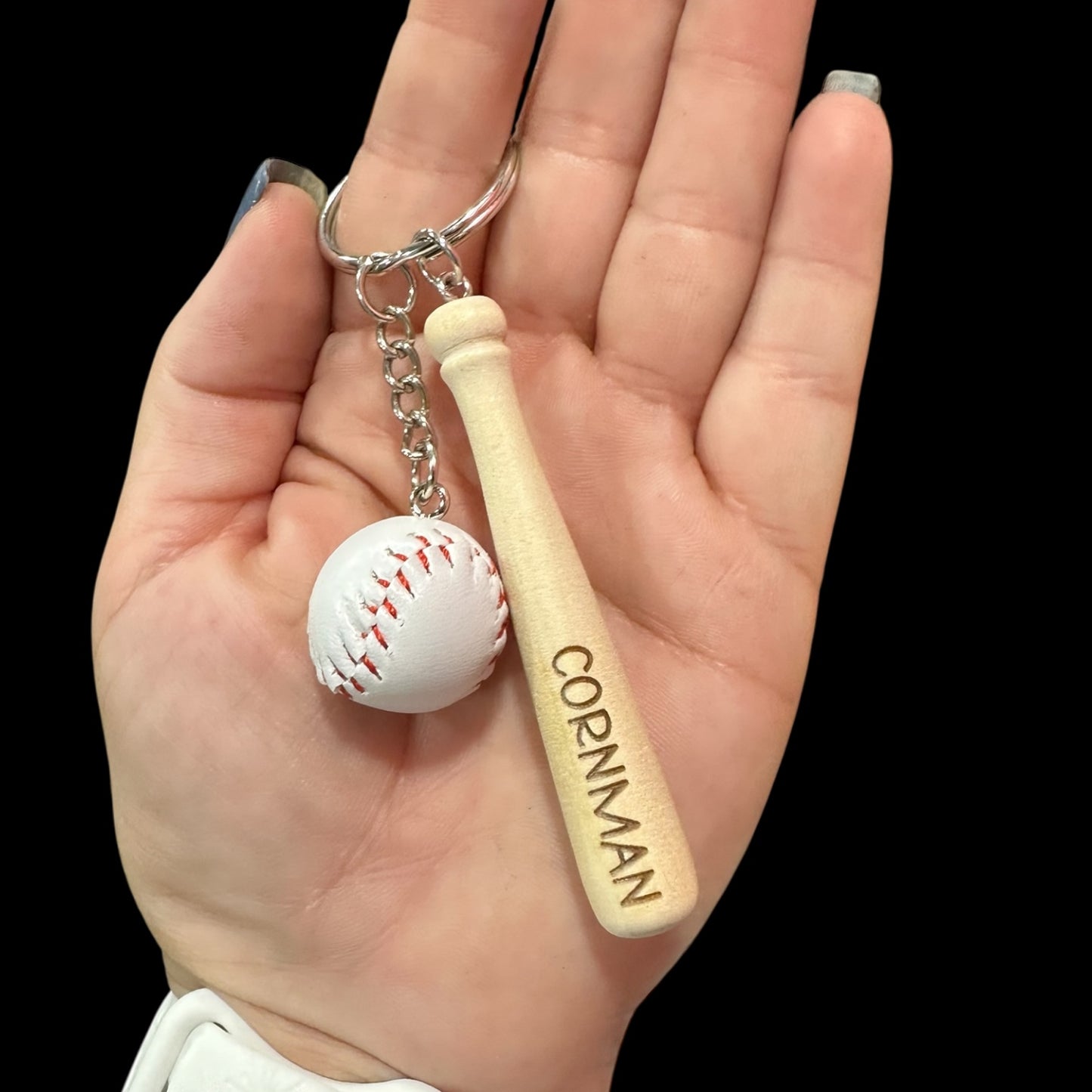 Personalized Baseball Bat Keychain with ball