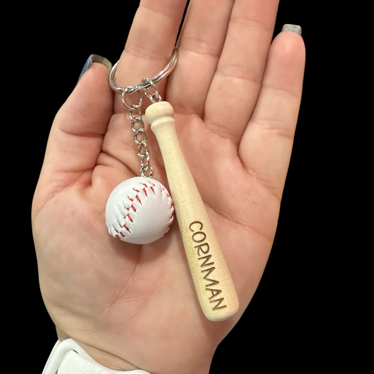 Personalized Baseball Bat Keychain with ball