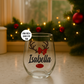 Clear 15oz glass with personalized design of antlers and bow, featuring a name on it