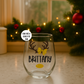 Clear 15oz glass with personalized design of antlers and bow, featuring a name on it