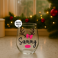 Clear 15oz glass with personalized design of antlers and bow, featuring a name on it
