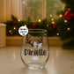 Clear 15oz glass with personalized design of antlers and bow, featuring a name on it
