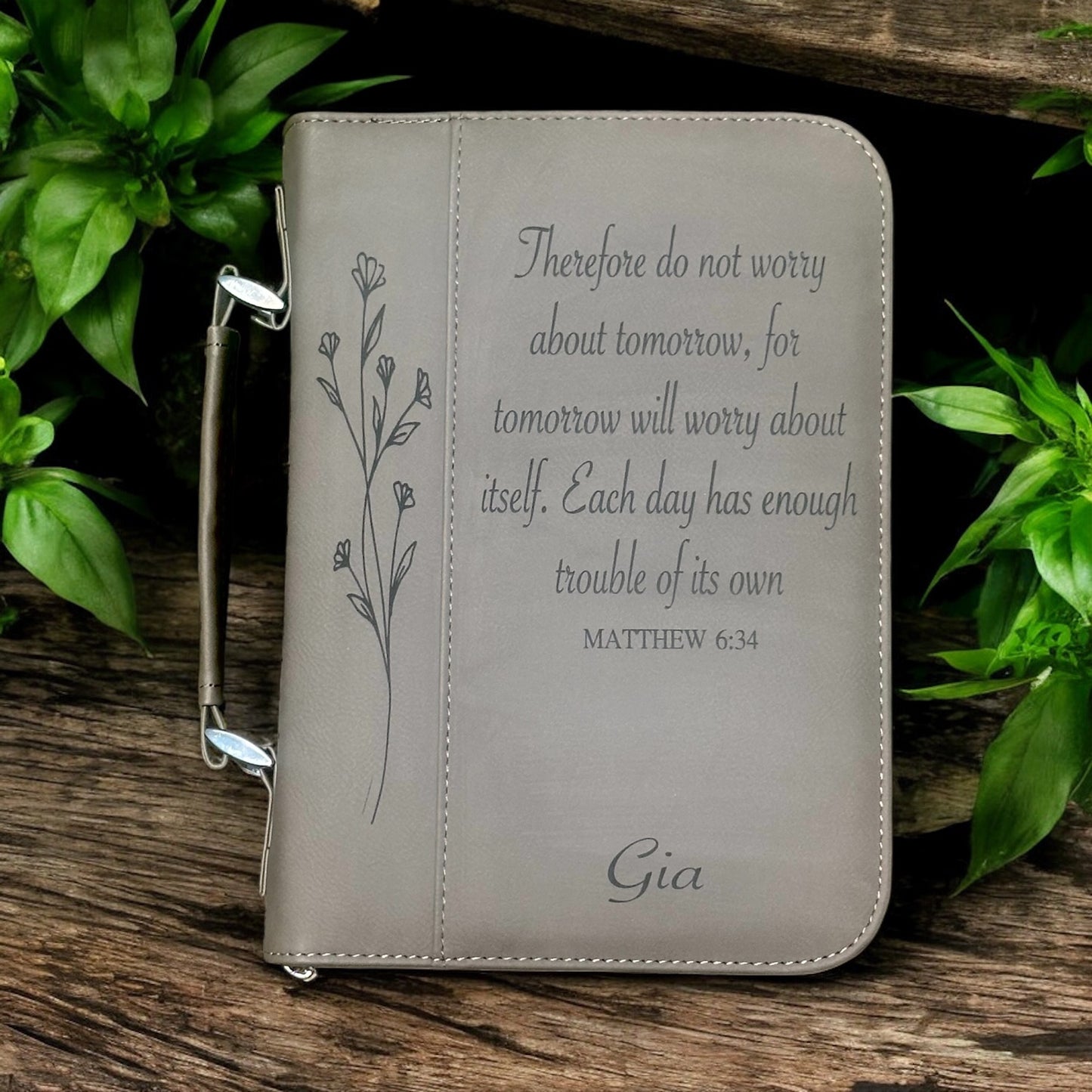 Leather Bible Cover - Engraved Bible Cover - Personalized Bible Case