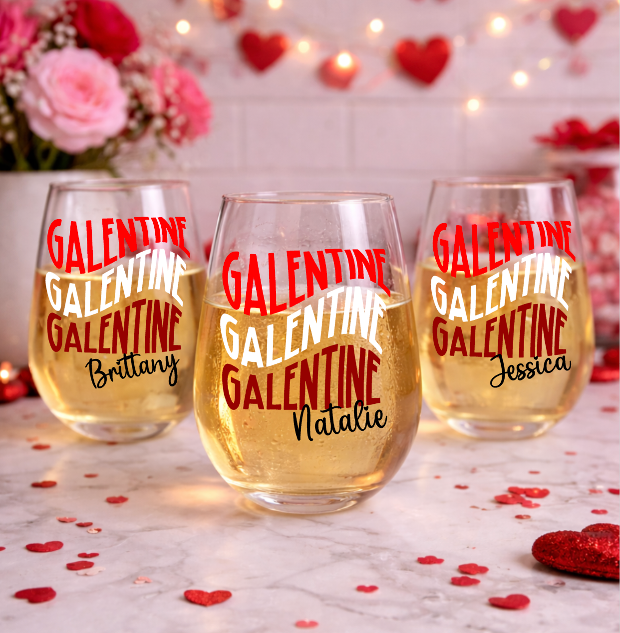 Galentine Wine Glass with Name